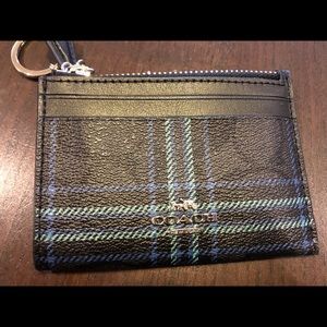 Coach plaid card case coin purse keychain charm